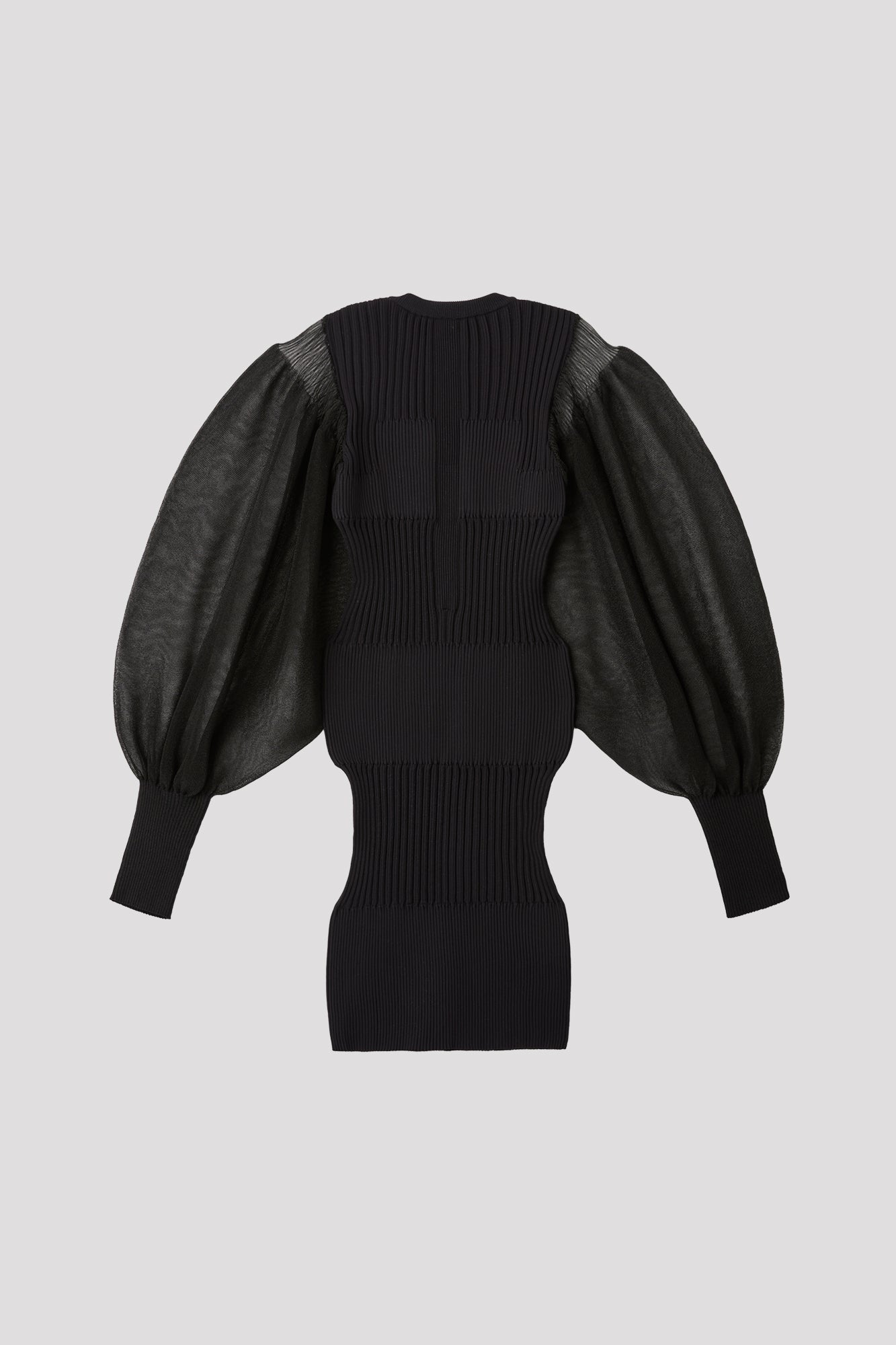 FLUTED LUCENT GLITTER LONG PUFF SLEEVE MINI DRESS