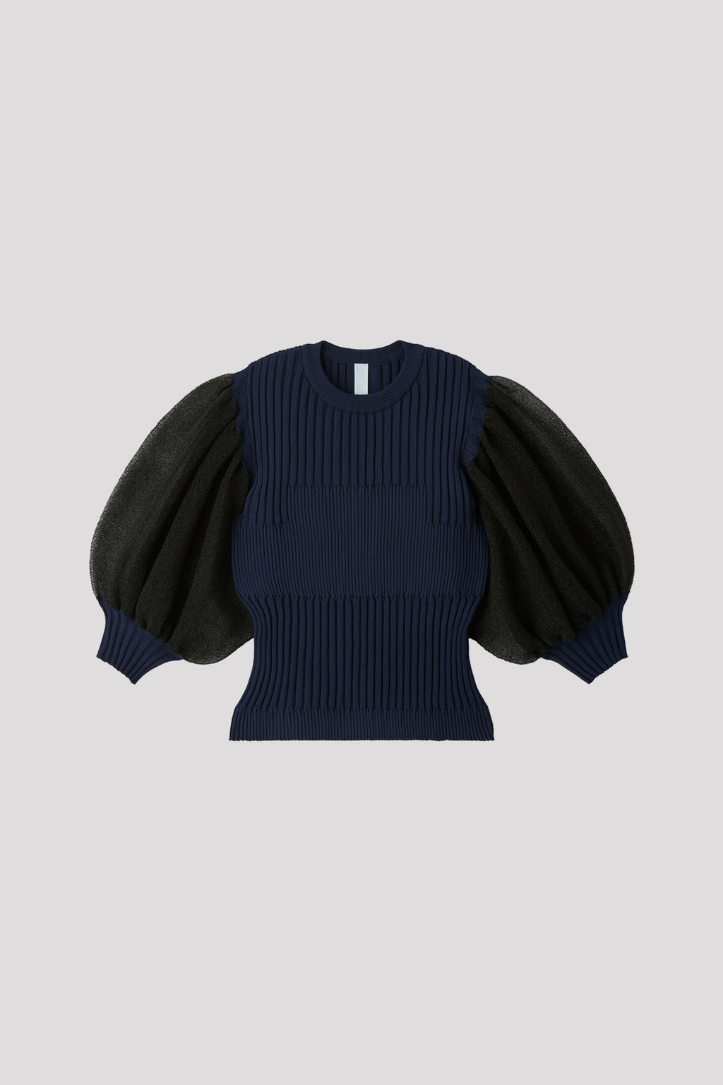 FLUTED LUCENT SHORT PUFF SLEEVE TOP