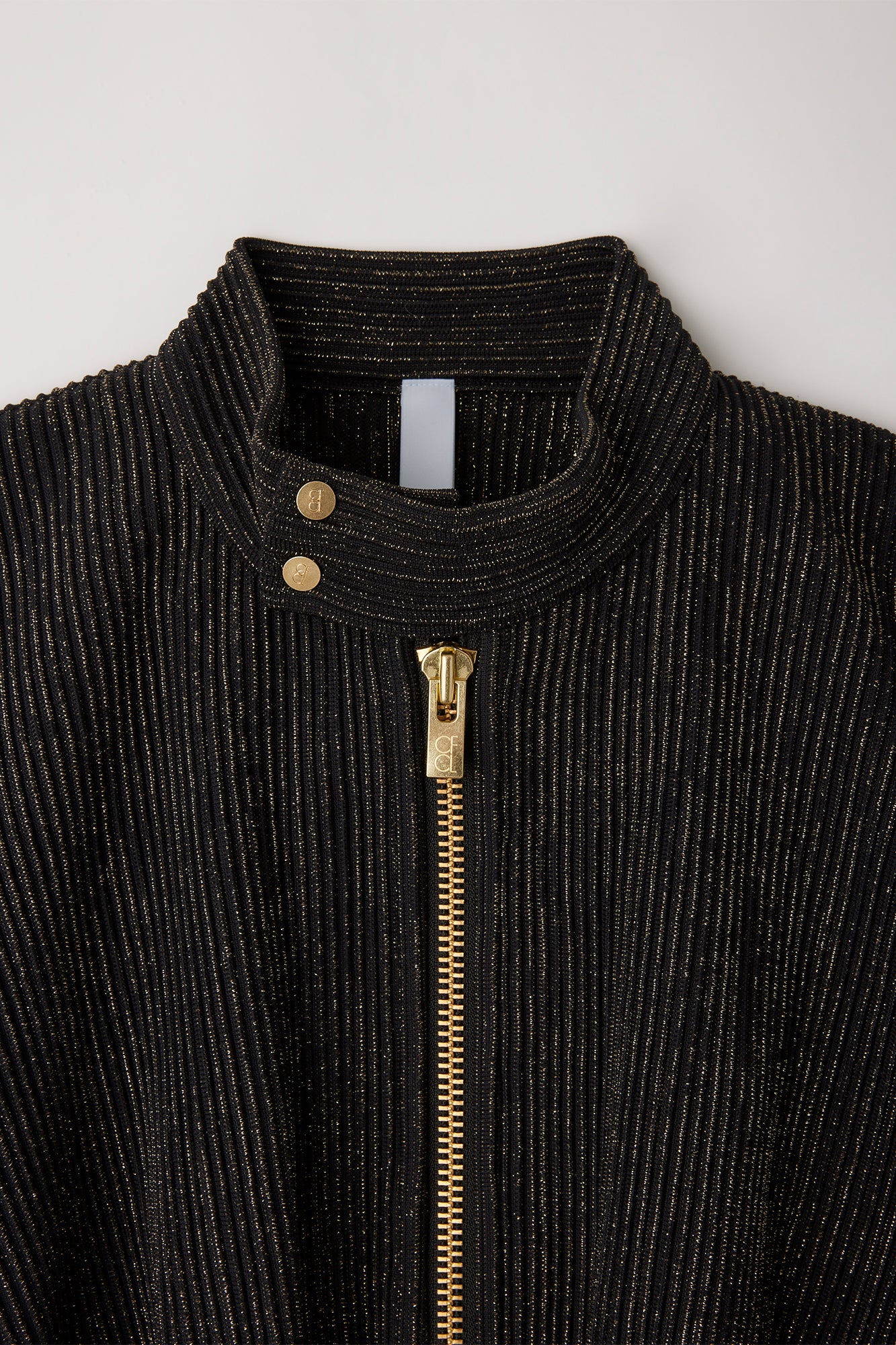 HYPHA GLITTER STAND-UP COLLAR CROPPED BOMBER JACKET