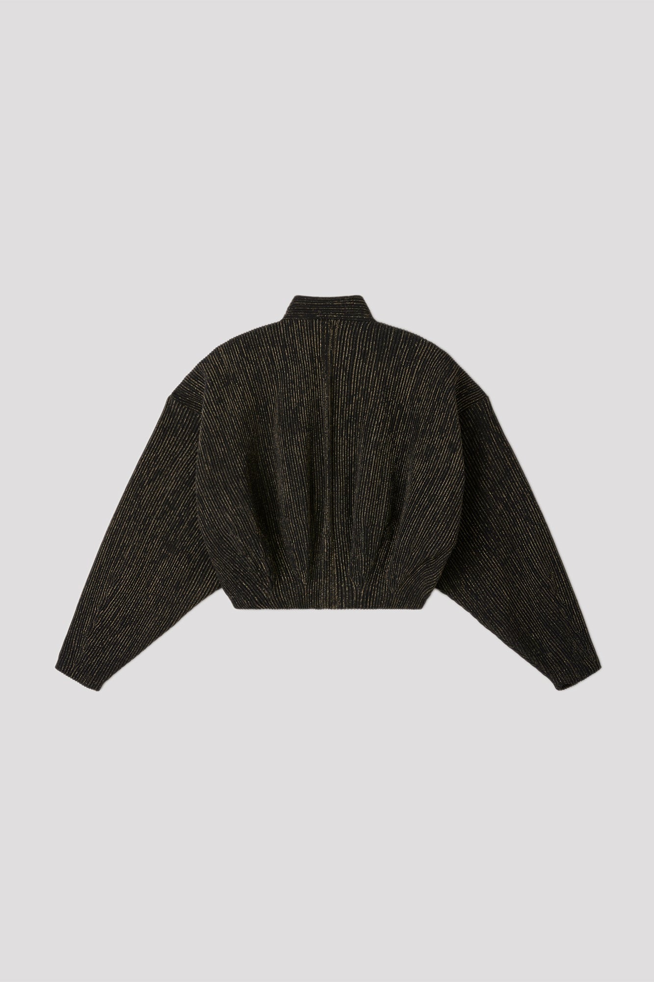 HYPHA GLITTER STAND-UP COLLAR CROPPED BOMBER JACKET