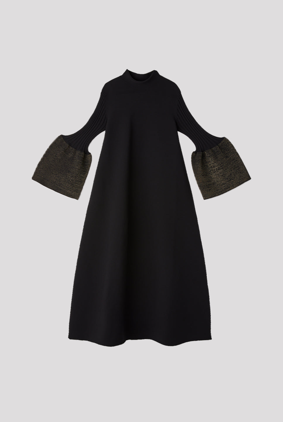 POTTERY GLITTER MOCKNECK LONG BELL SLEEVE FLARE DRESS