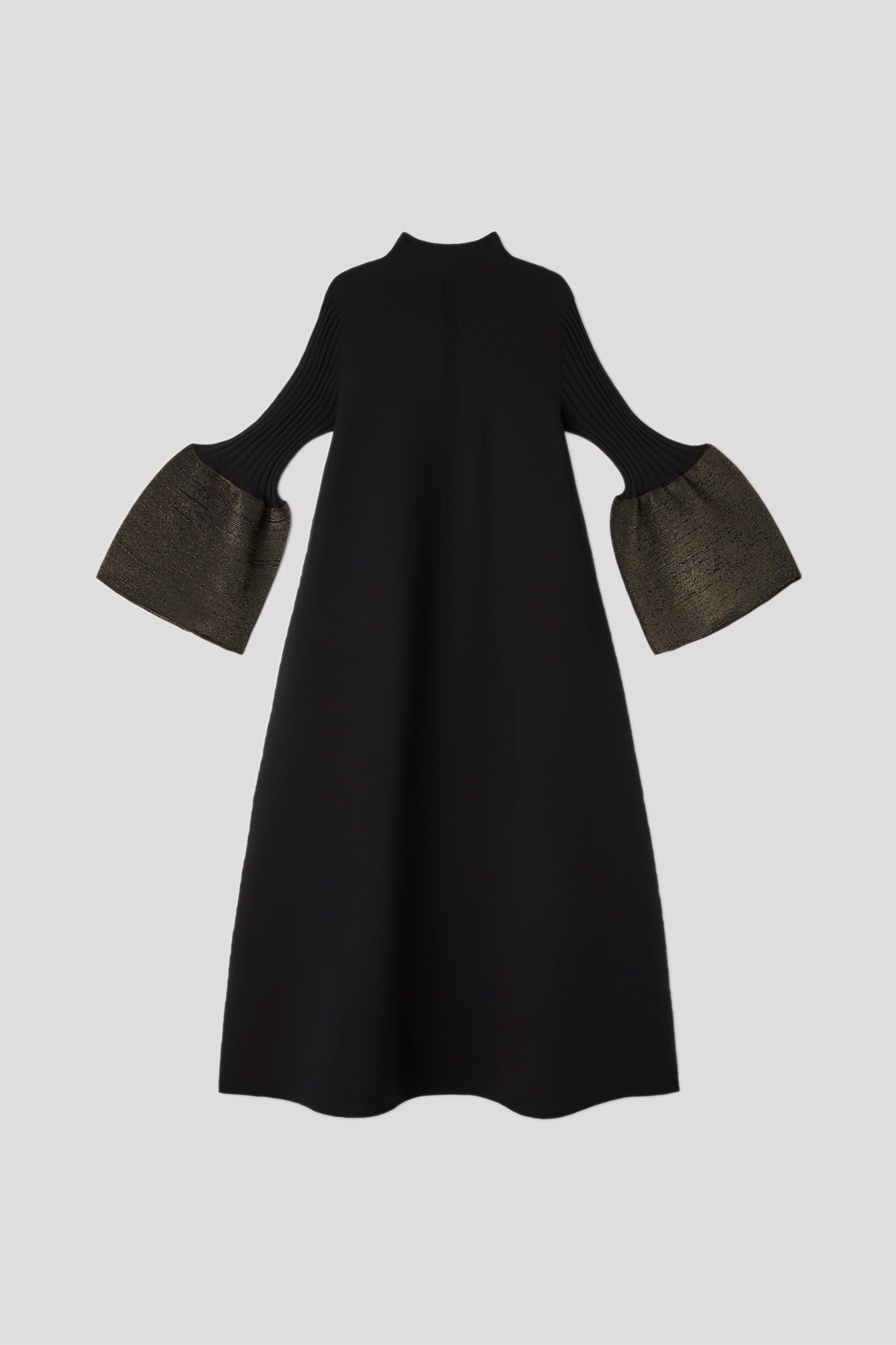 POTTERY GLITTER MOCKNECK LONG BELL SLEEVE FLARE DRESS