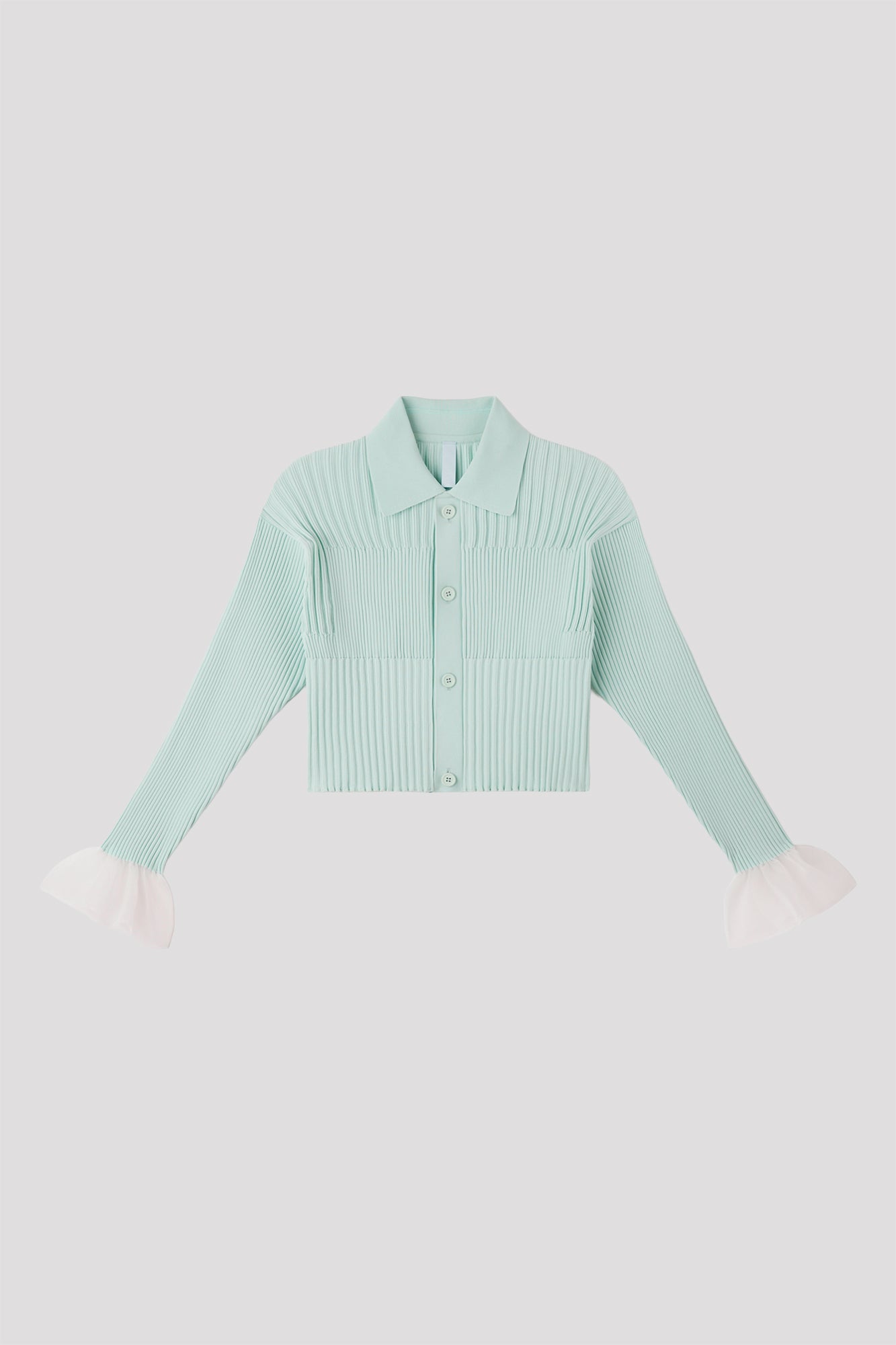 FLUTED LUCENT CROPPED SHIRT CARDIGAN