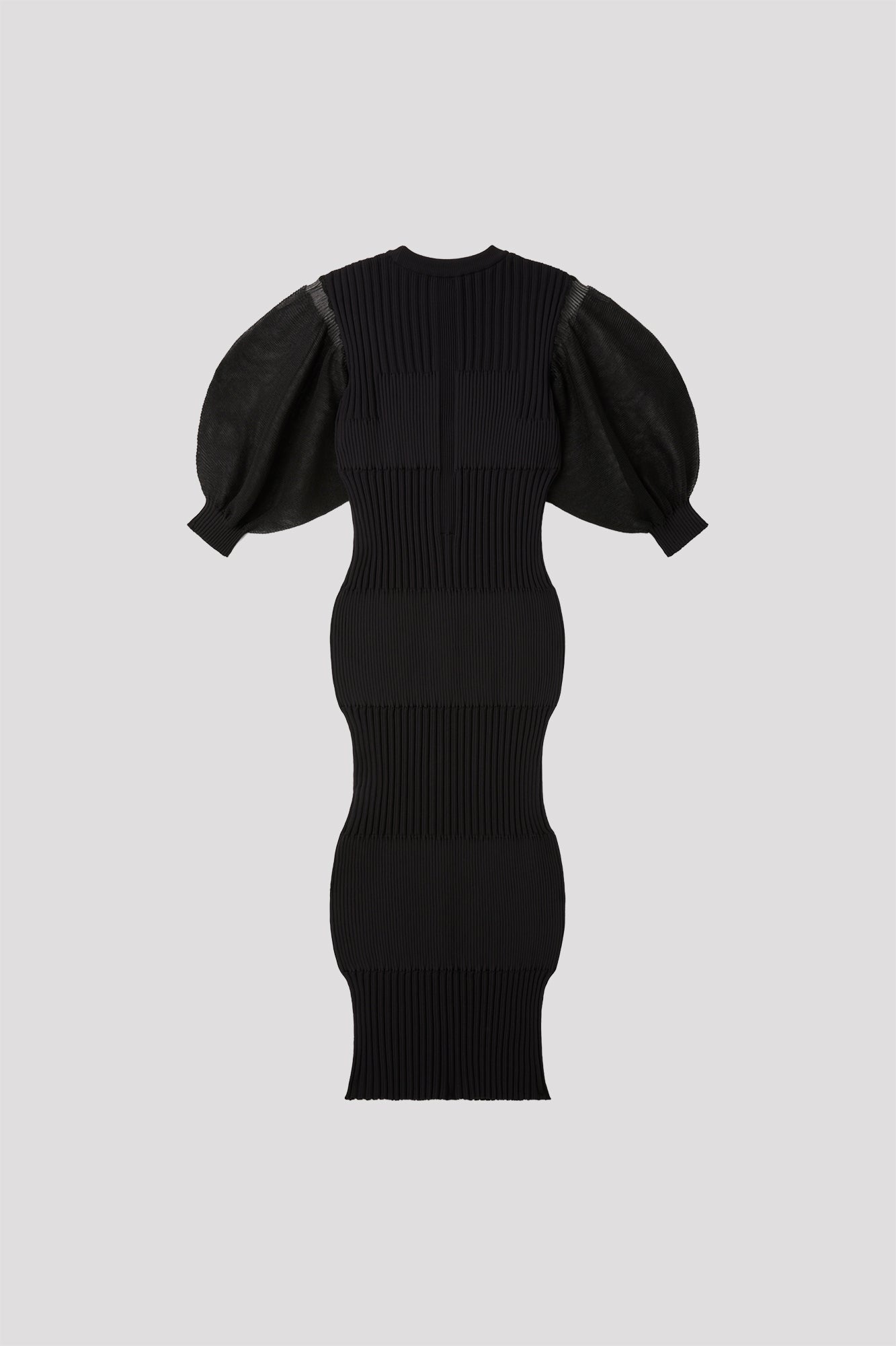 FLUTED LUCENT PUFF SLEEVE DRESS