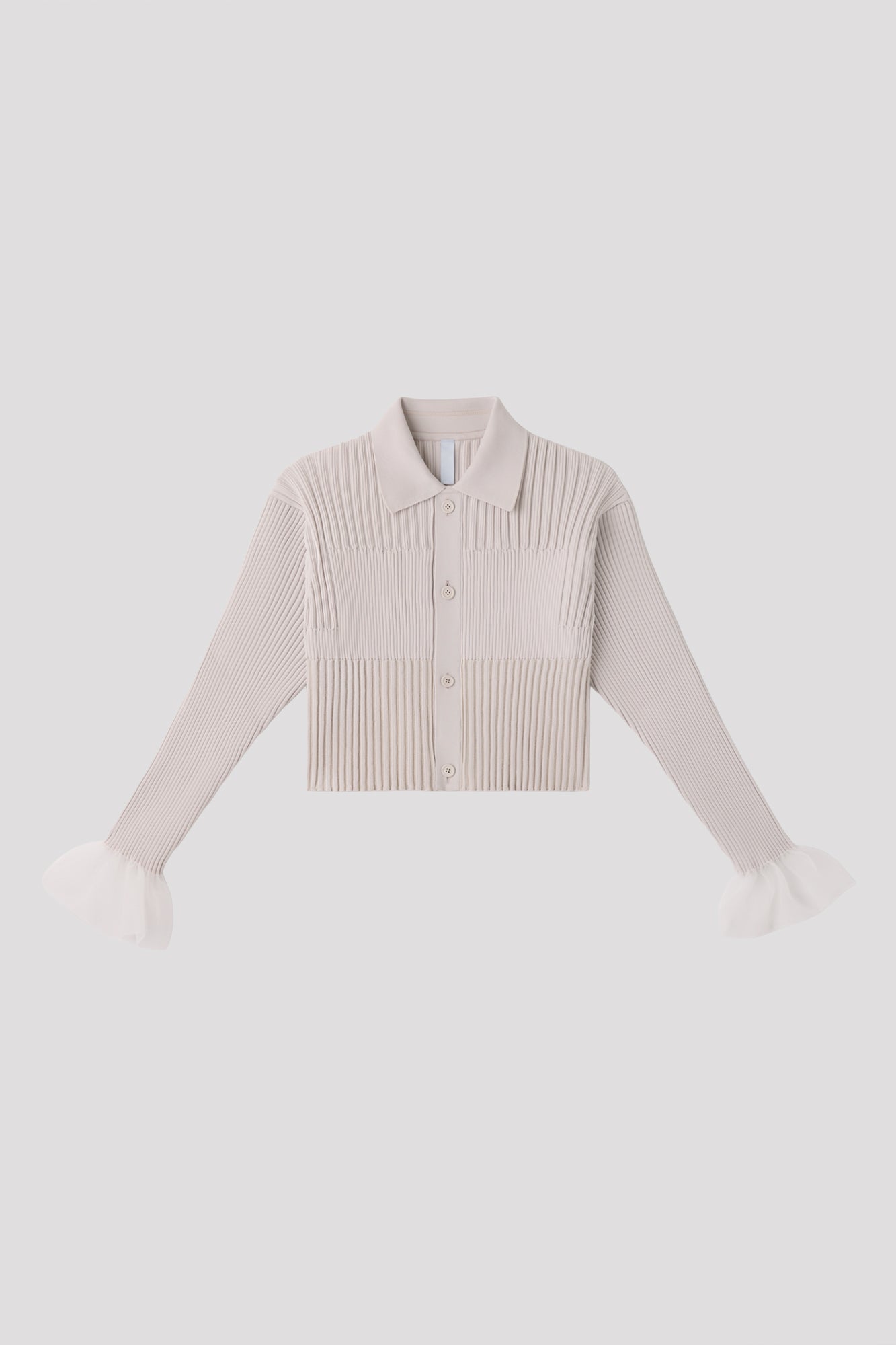 FLUTED LUCENT CROPPED SHIRT CARDIGAN