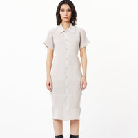 FLUTED SHORT SLEEVE SHIRT DRESS