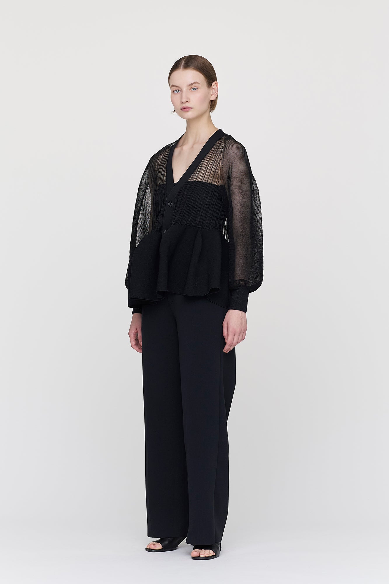 POTTERY LUCENT GLITTER PUFF SLEEVE CARDIGAN