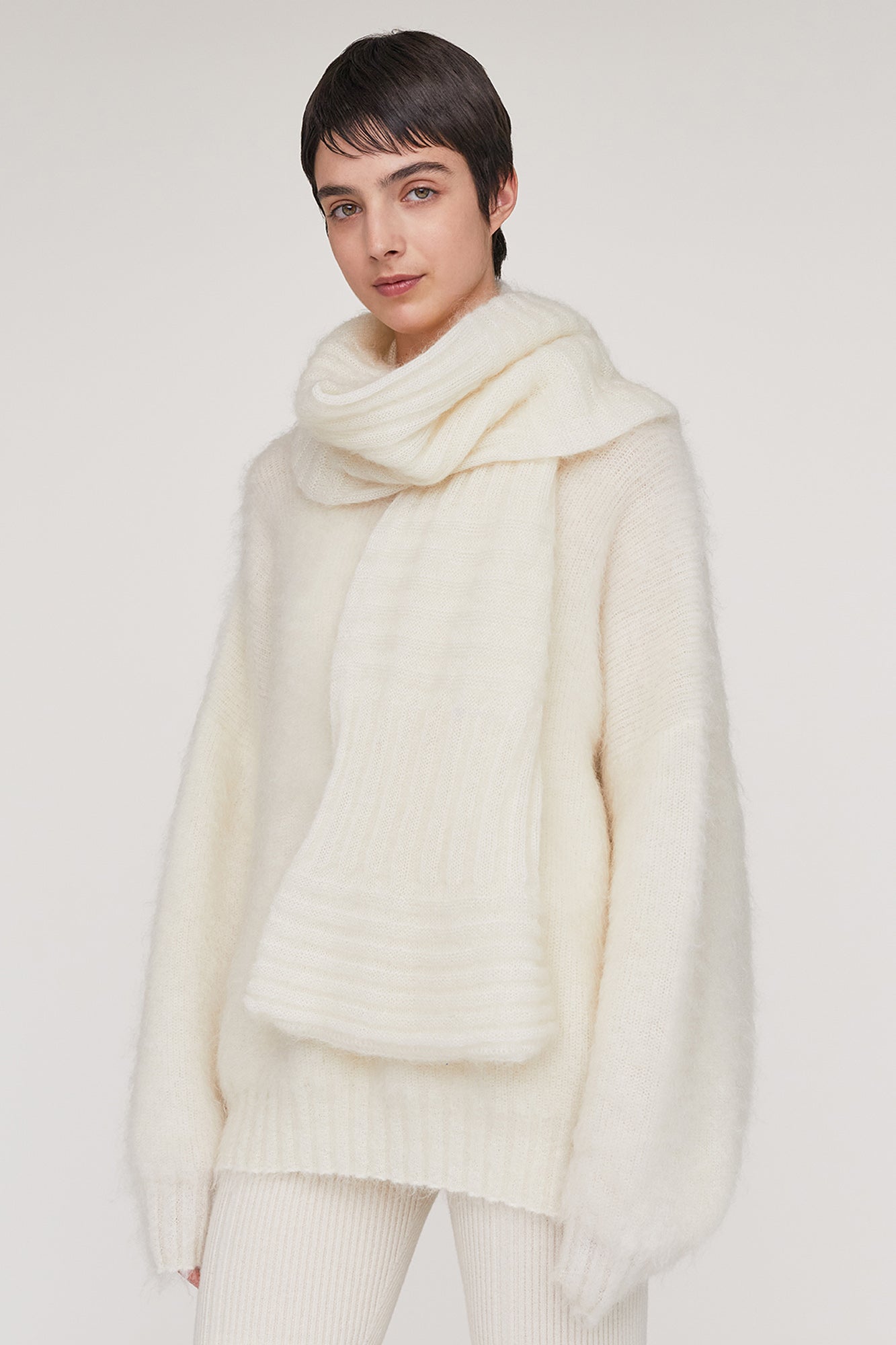 【極美品】Seeall（シーオール）Rib Knit Scarf MOHAIR GARTER RIB SCARF
