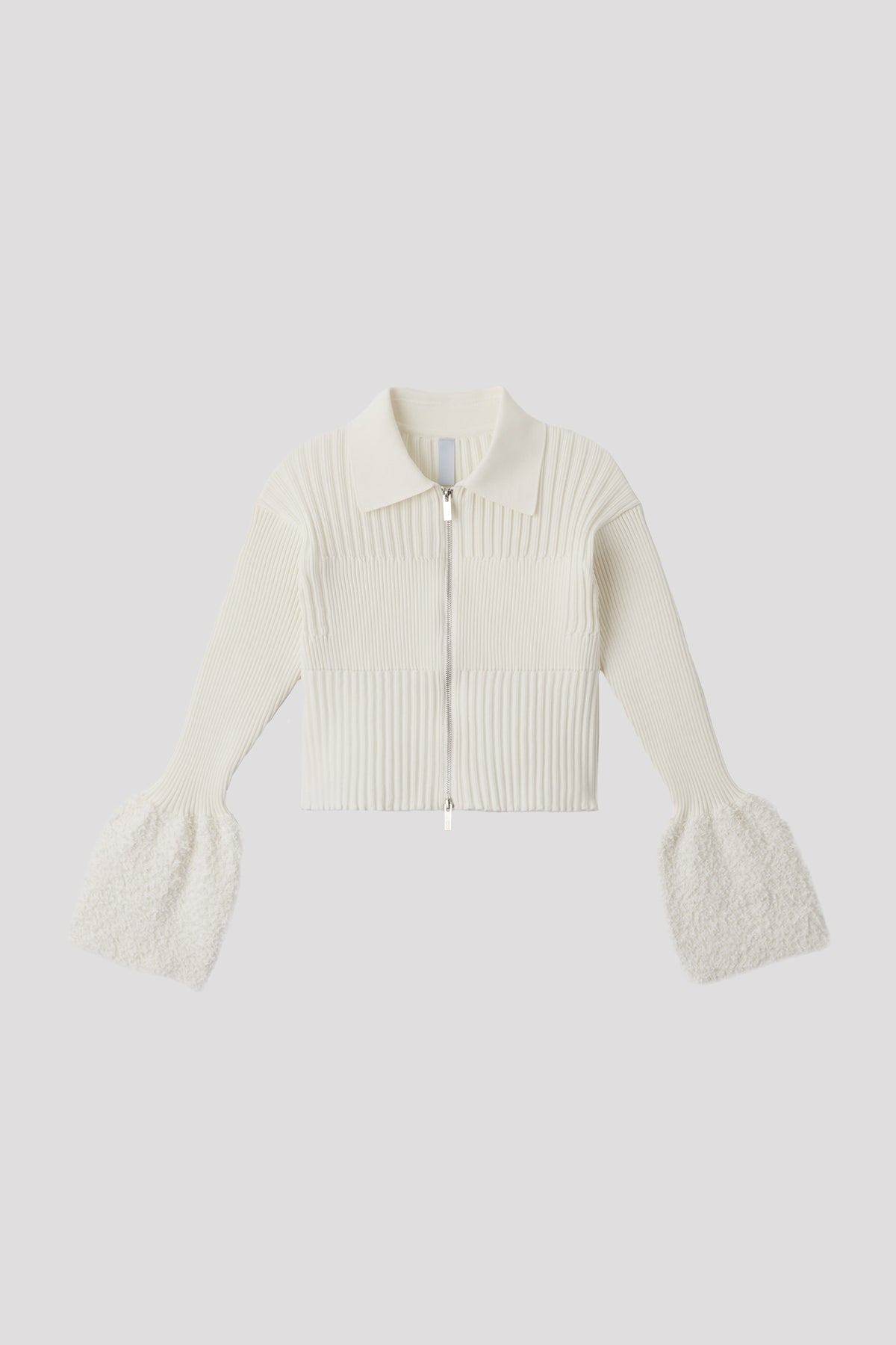 FLUTED REEF CROPPED ZIP SHIRT CARDIGAN
