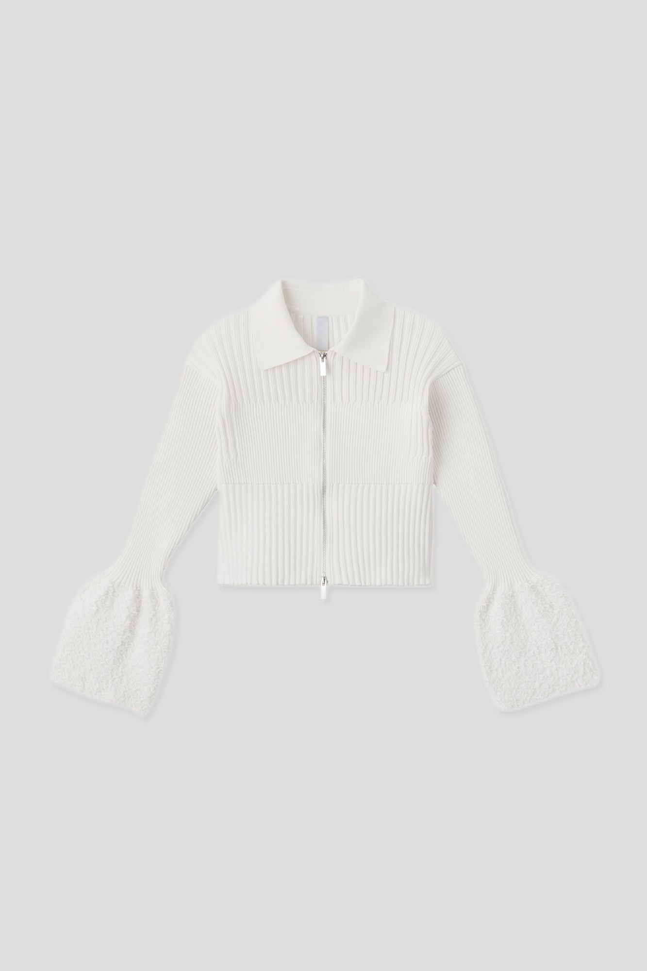 FLUTED REEF CROPPED ZIP SHIRT CARDIGAN