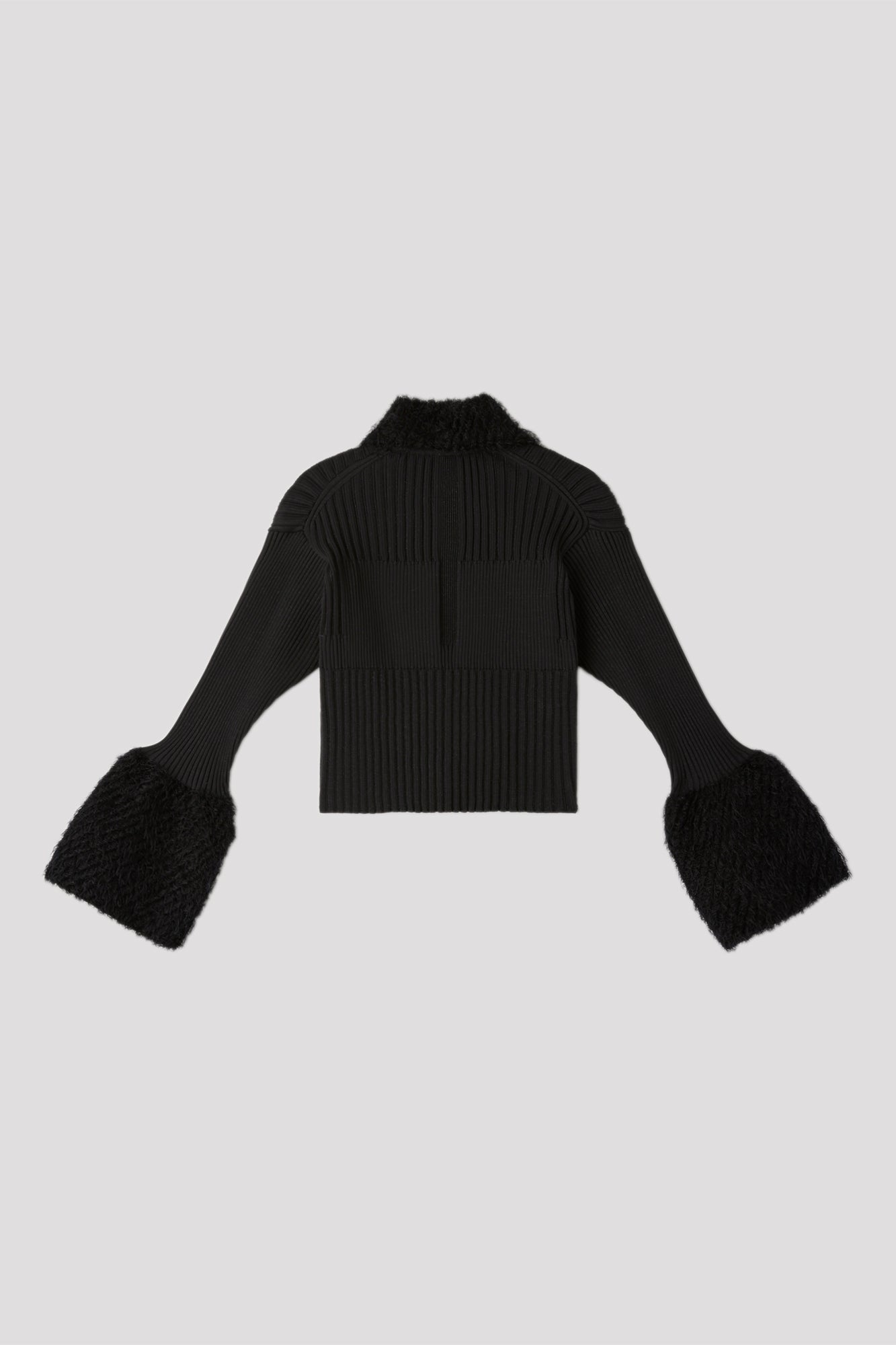 FLUTED PILE GLITTER CROPPED ZIP SHIRT CARDIGAN