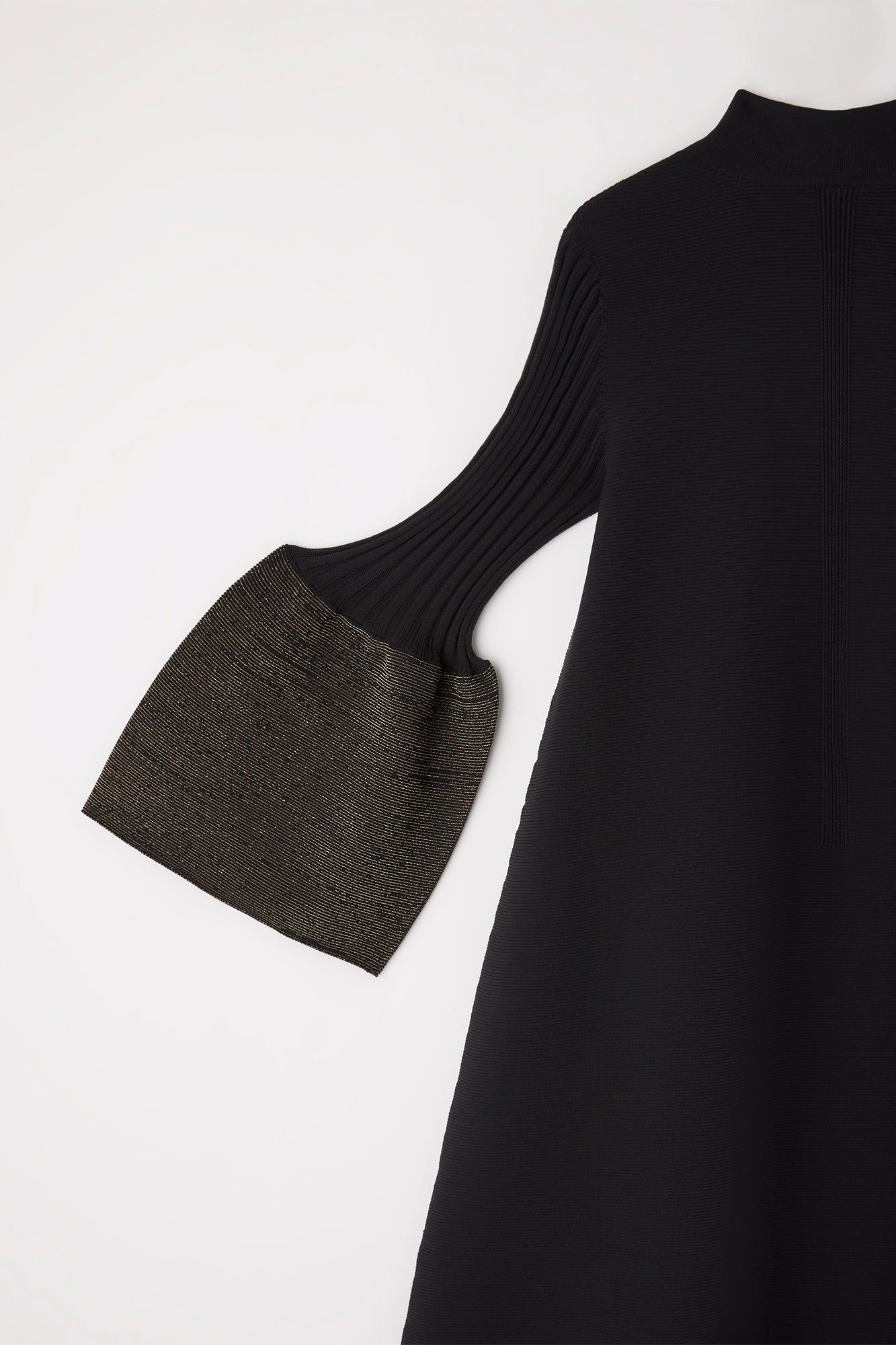 POTTERY GLITTER MOCKNECK LONG BELL SLEEVE FLARE DRESS