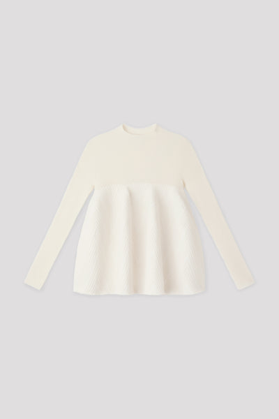 POTTERY HERRINGBONE LONG SLEEVE BUST FLARE TOP