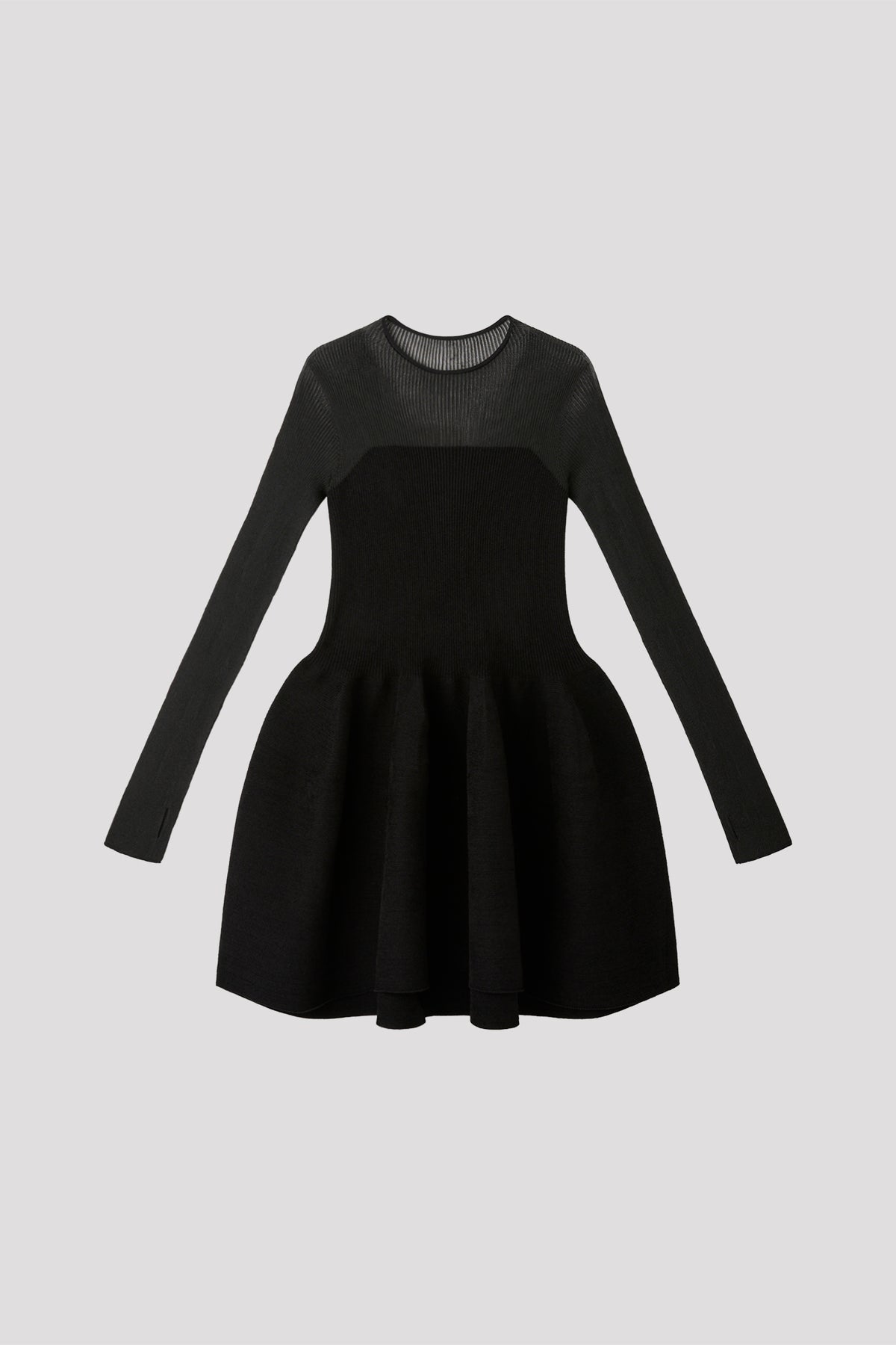 POTTERY VELVET LUCENT DECOLLETAGE  LONG SLEEVE MINI DRESS