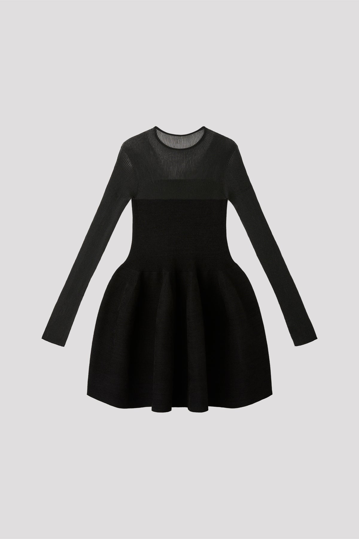 POTTERY VELVET LUCENT DECOLLETAGE  LONG SLEEVE MINI DRESS