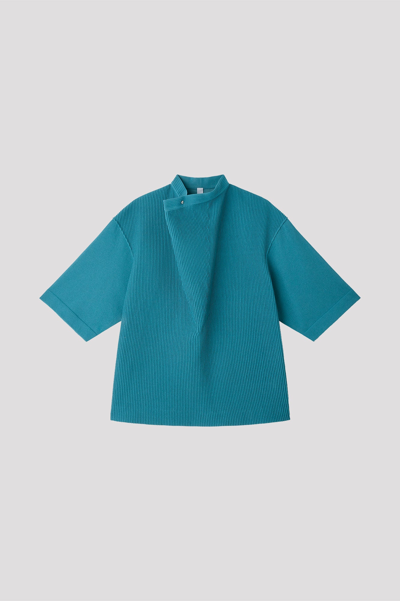 TC SOFT HYPHA WRAP COLLAR SHORT SLEEVE TOP