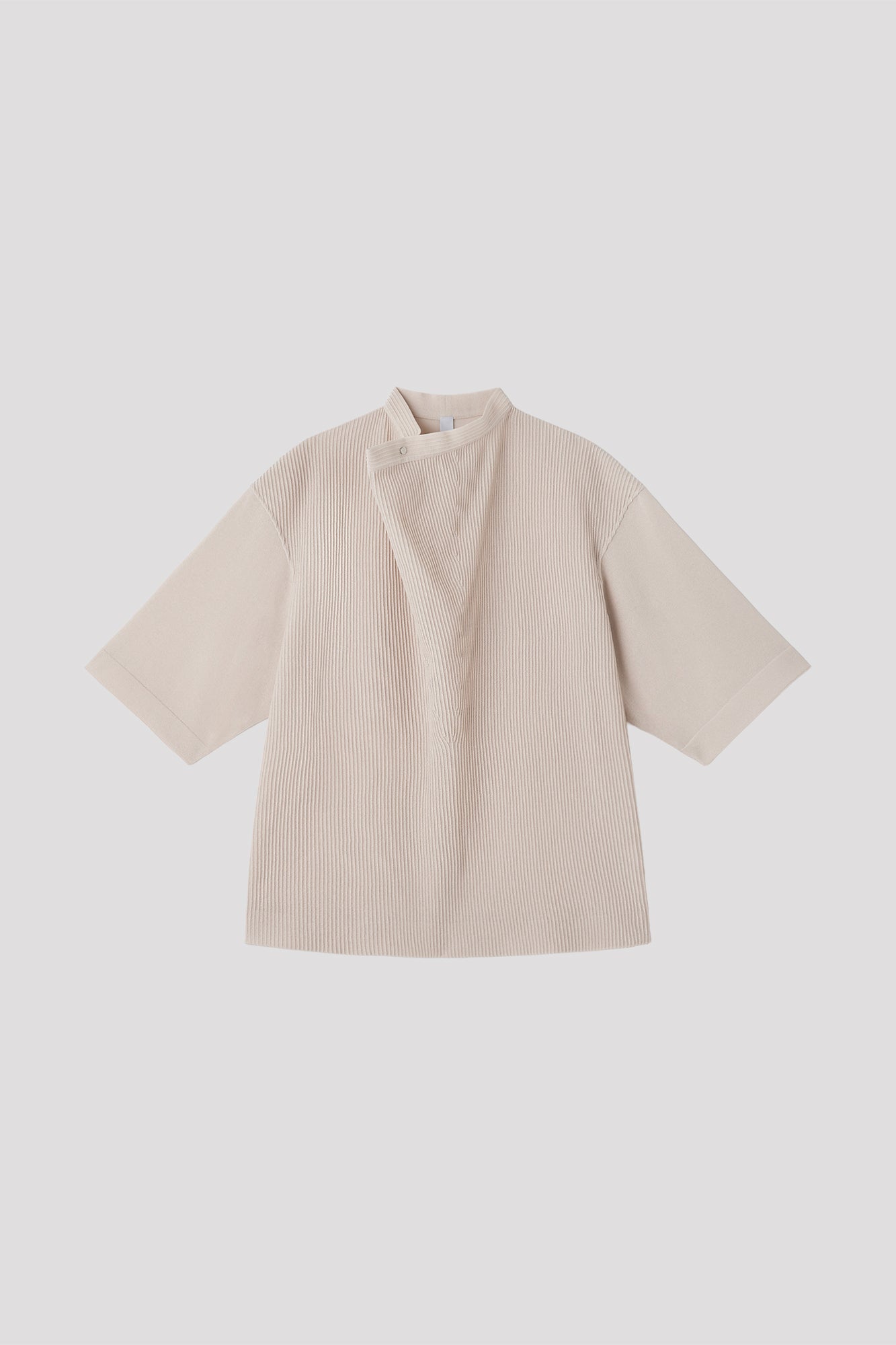 TC SOFT HYPHA WRAP COLLAR SHORT SLEEVE TOP