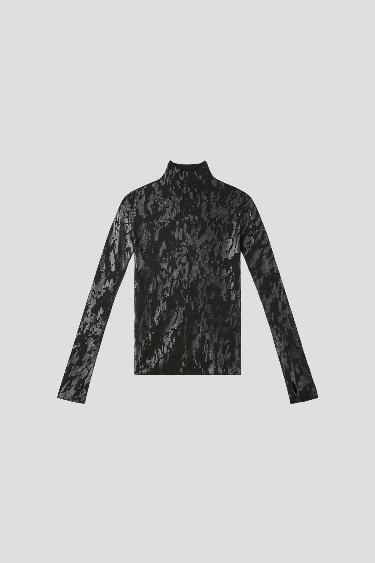 SOFT PORTRAIT FOIL HIGHNECK LONG SLEEVE TOP