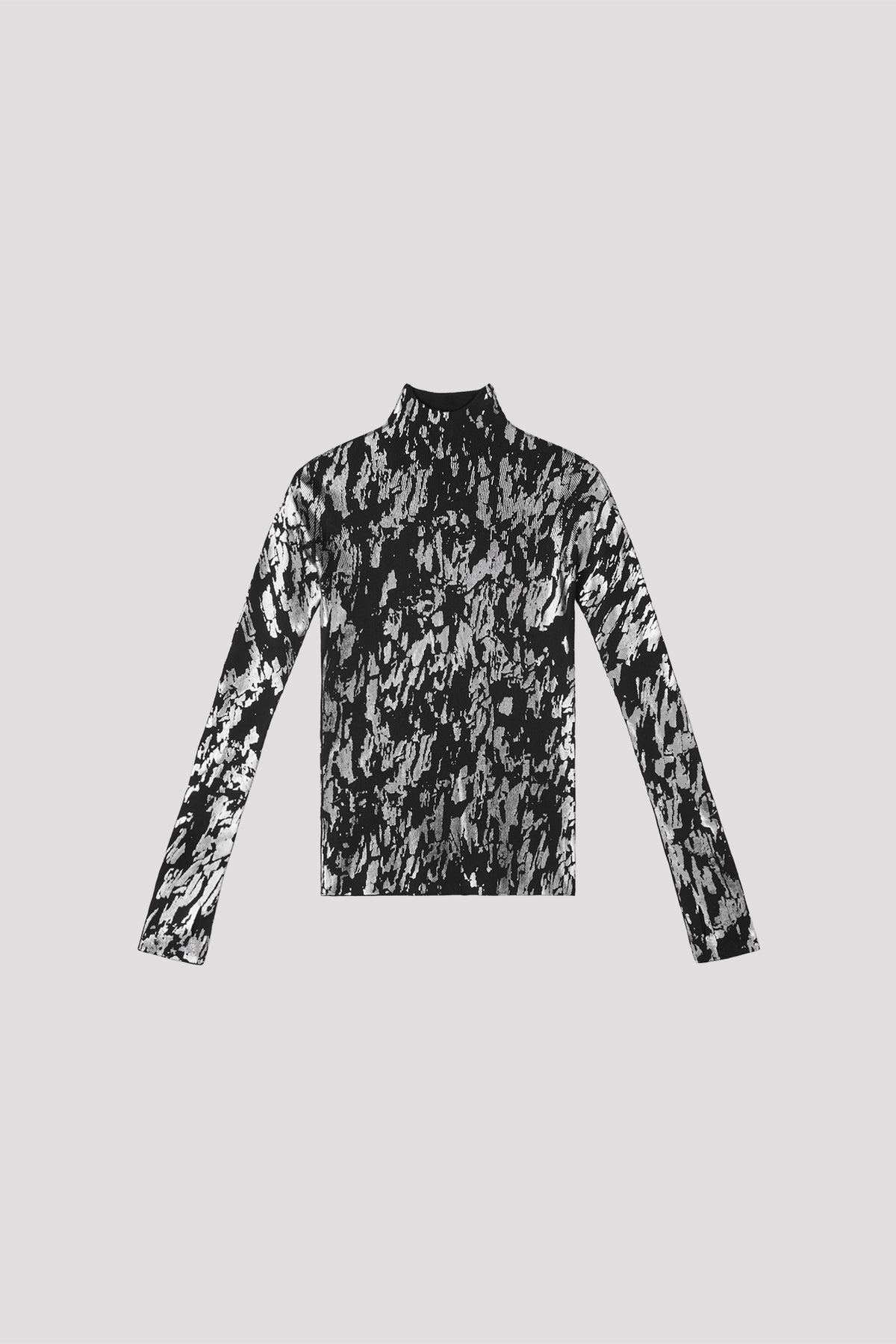 SOFT PORTRAIT FOIL HIGHNECK LONG SLEEVE TOP