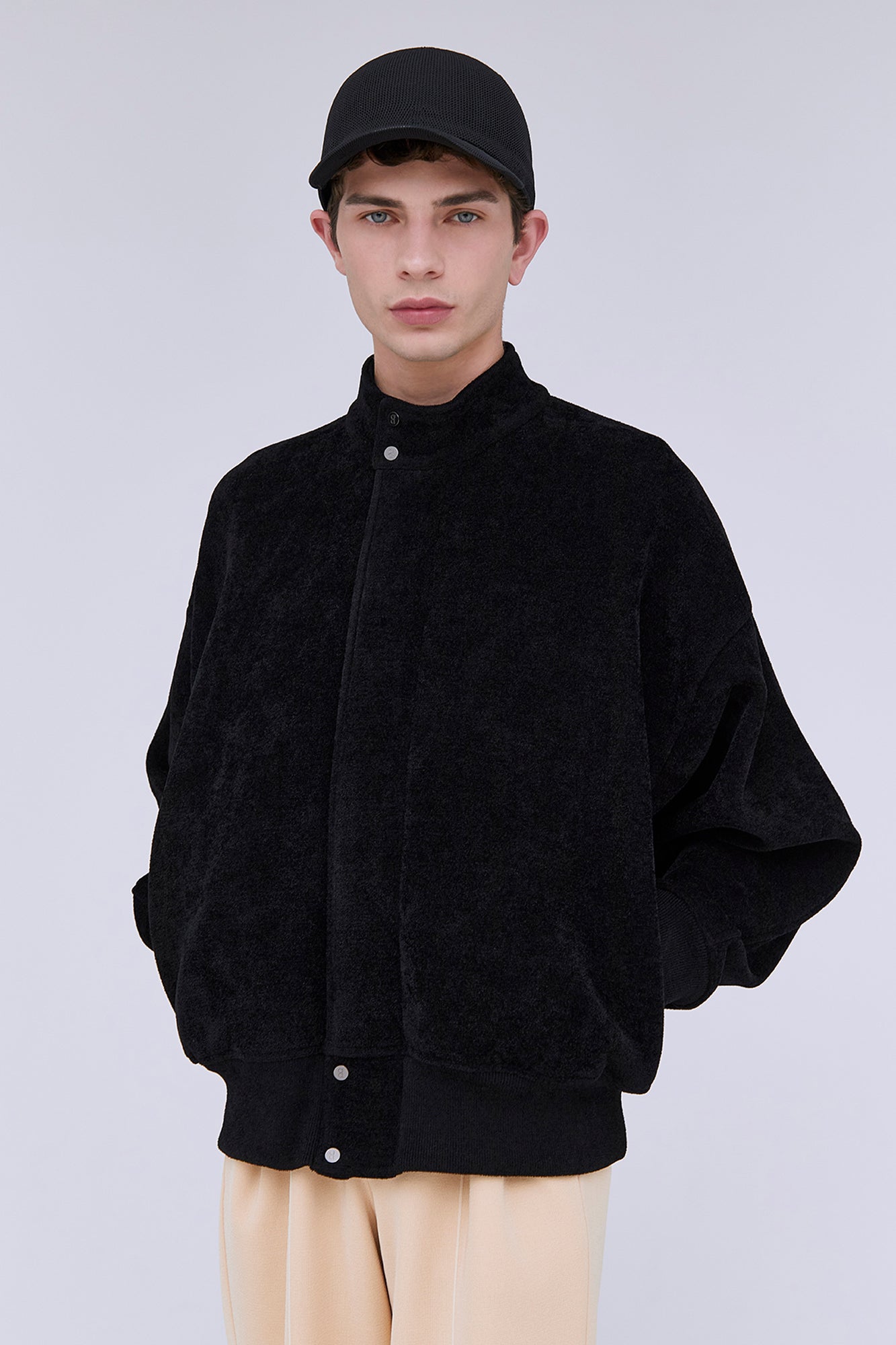 MILAN RIB VELVET STAND-UP COLLAR ZIP BLOUSON