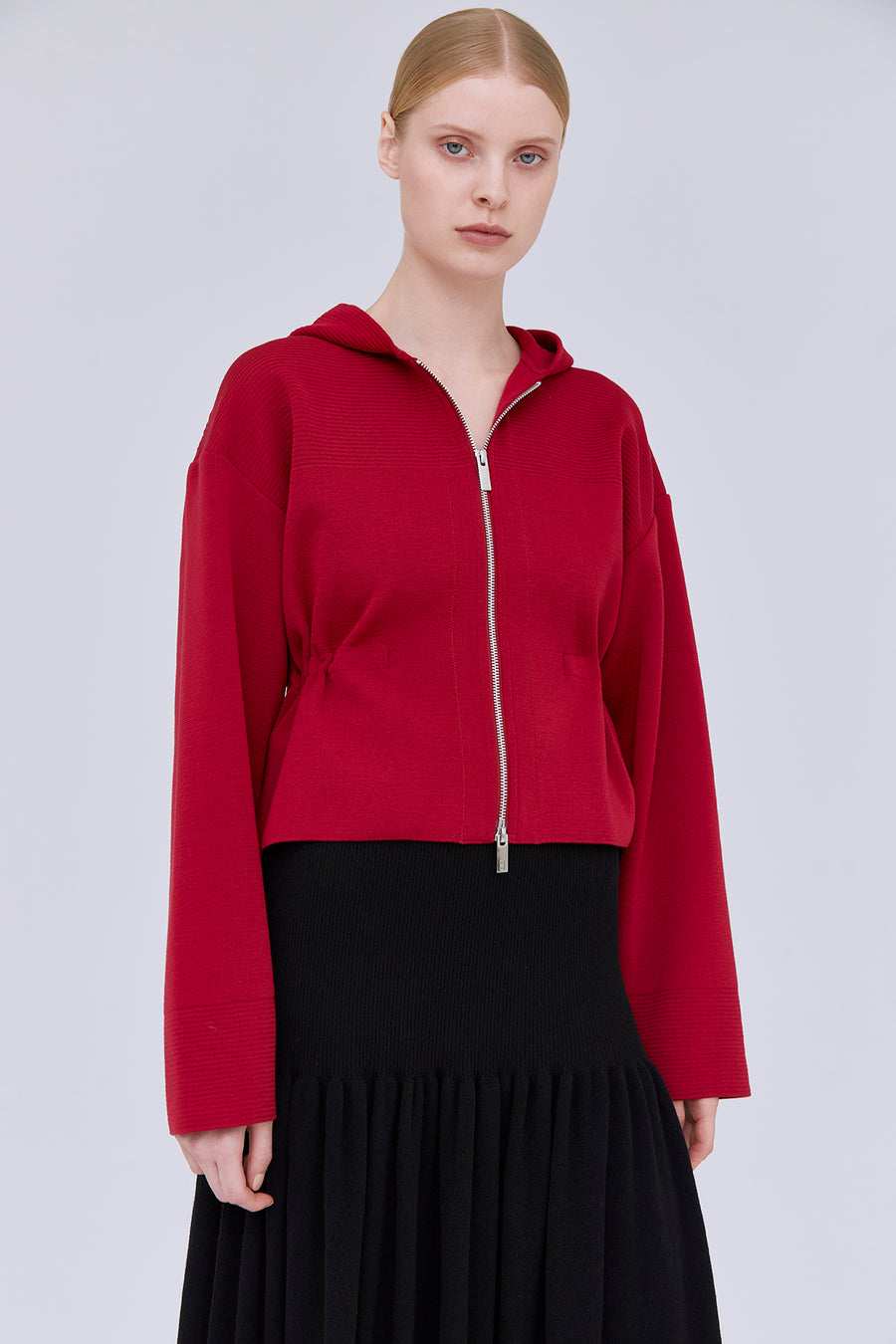 TW MILAN RIB CROPPED HOODIE JACKET