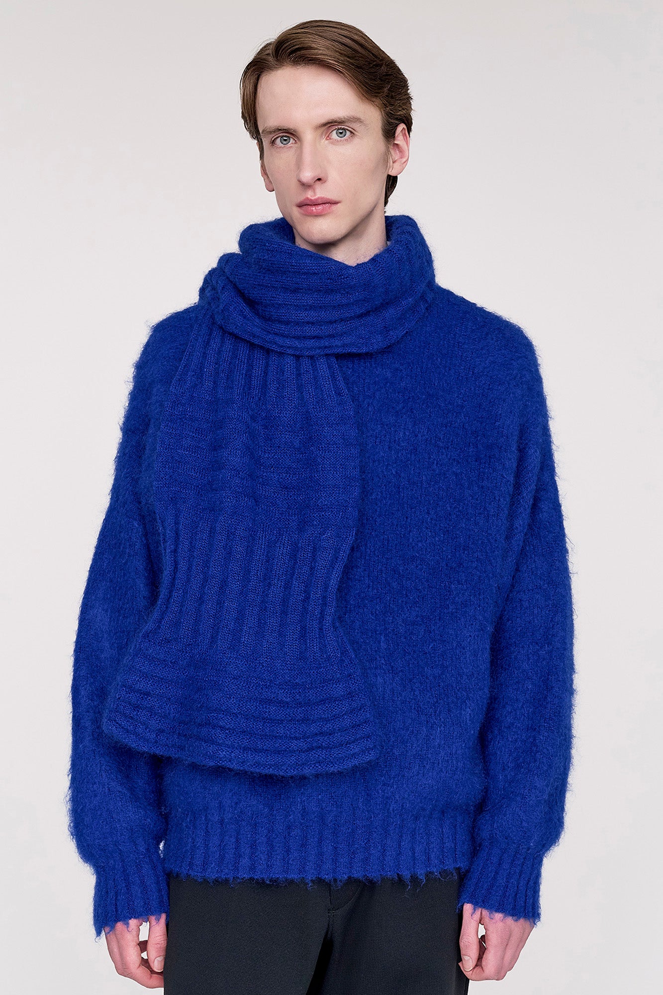 【極美品】Seeall（シーオール）Rib Knit Scarf MOHAIR GARTER RIB SCARF