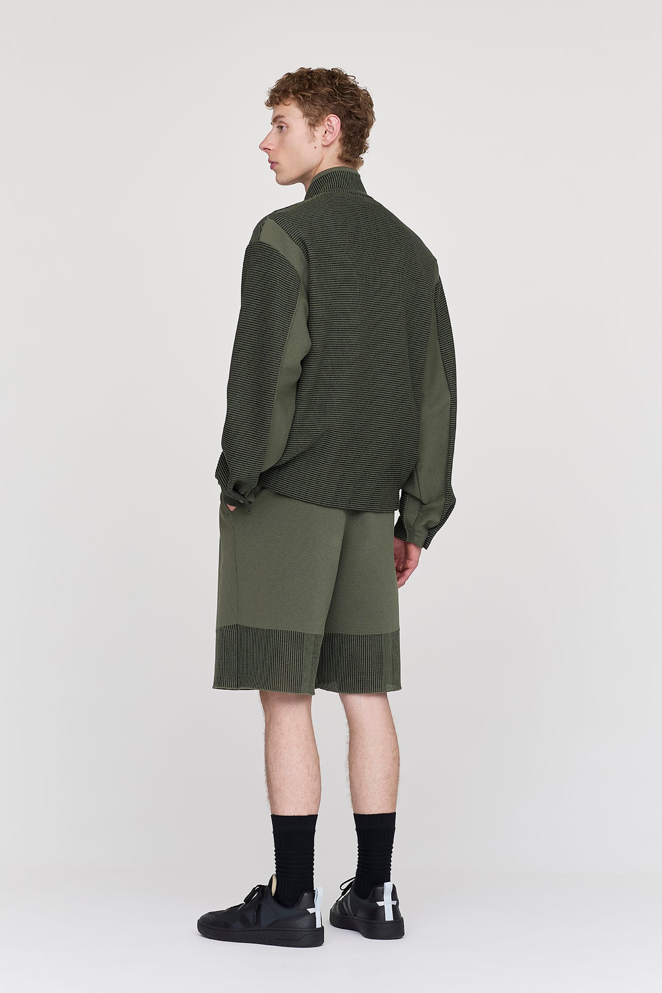 WAFFLE LUCENT STAND COLLAR ZIP BLOUSON